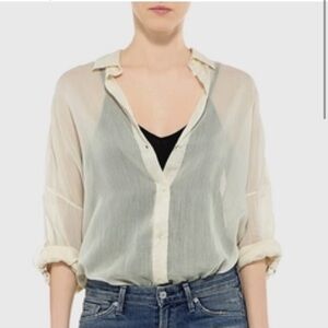 IRO Sheer Cream Butter Yellow Button-Up Shirt